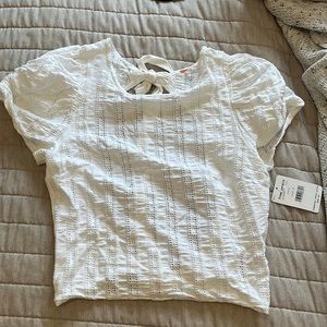 NWT Open back eyelet puff sleeve free people top